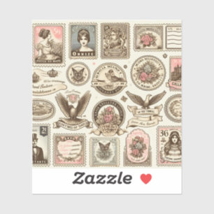 Vintage postage stamp-style stickers for invitatn