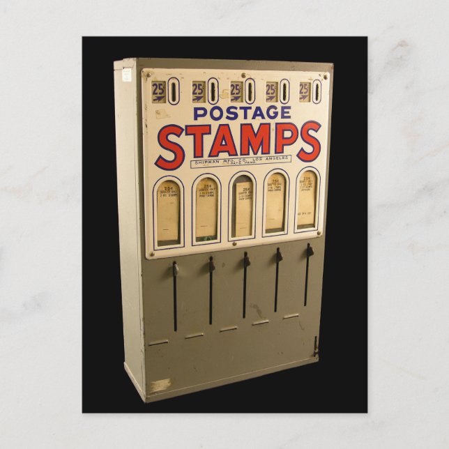 Vintage Postage Stamp Vending Machine  Postcard (Front)