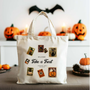 Vintage Postage Stamps Halloween Tote Bag