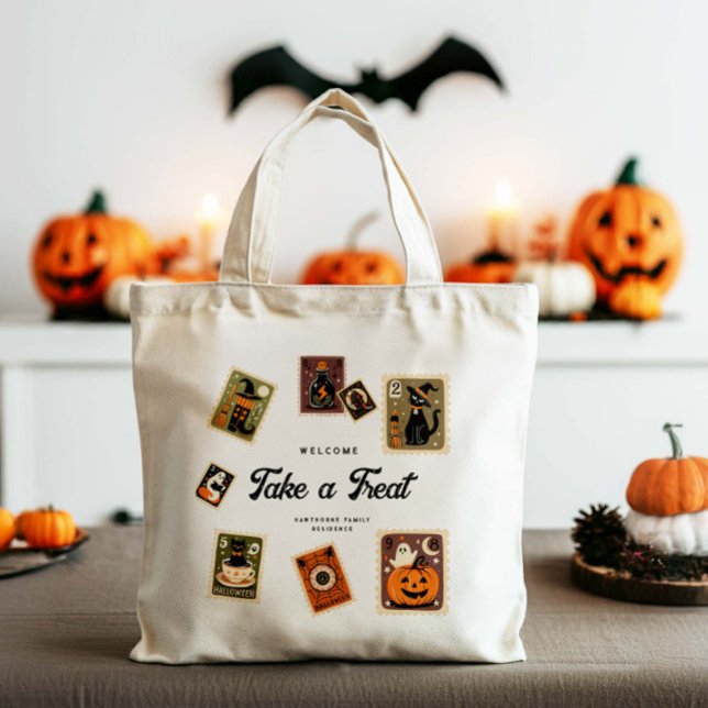 Vintage Postage Stamps Halloween Tote Bag (Creator Uploaded)