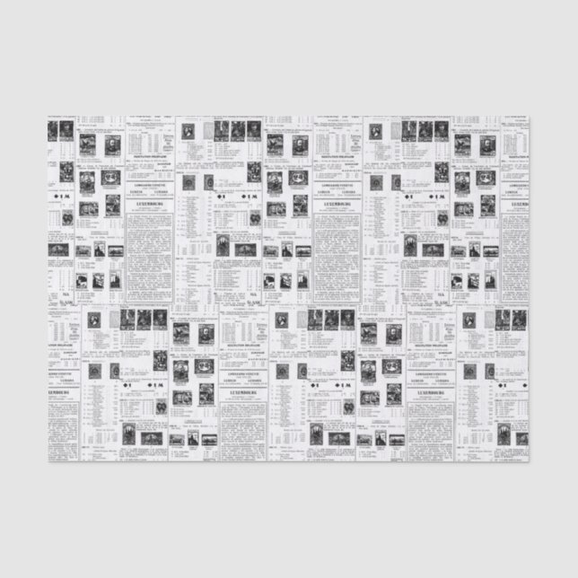 Vintage Postage Stamps Tissue Paper (Front)