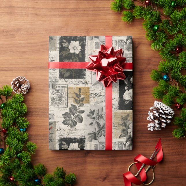 Vintage Postal Stamps Marks Wrapping Paper (Holiday Gift)