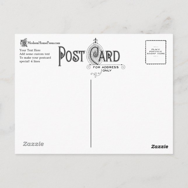 Vintage Postcard Back - Fancy "C" Design (Back)