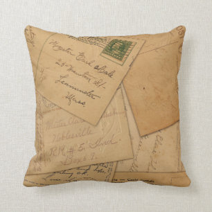 Vintage Postcard Collage Cushion