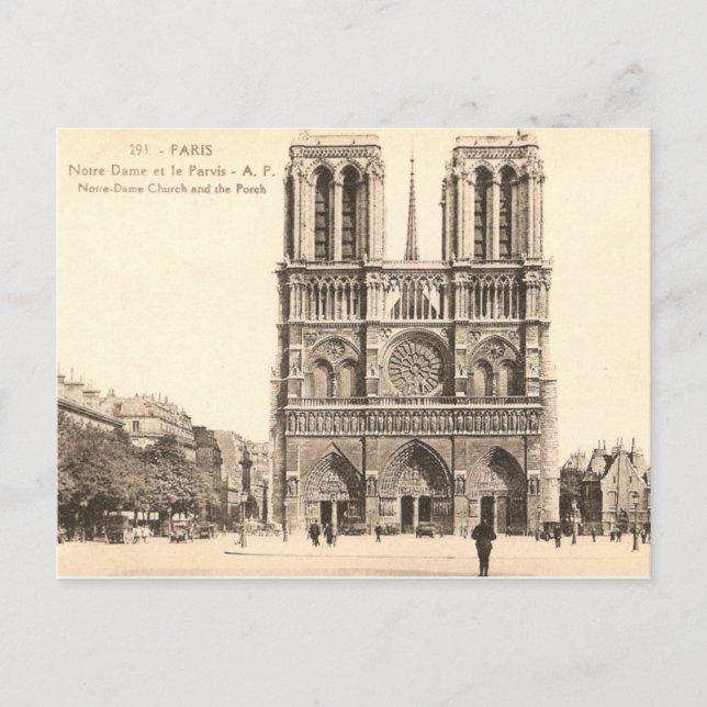 Vintage Postcard of Notre Dame in Paris (Front)