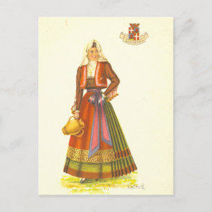 Vintage Postcard of Young Woman from Sardinia