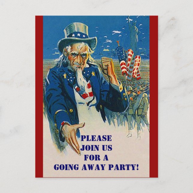 Vintage Postcard Uncle Sam Patriotic Invitation (Front)