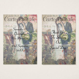 Vintage postcard wedding thank you tag