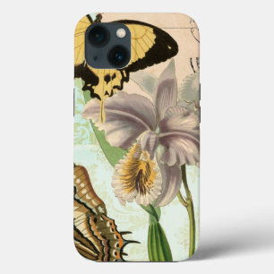 Vintage Postcard with Butterflies and Flowers iPhone 13 Case