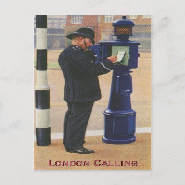 Vintage Postcard With London Police Calling (Front)