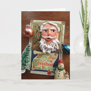 Vintage postcard with old ornaments Christmas