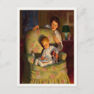 Vintage Postcard with Sweet Sleeping Baby