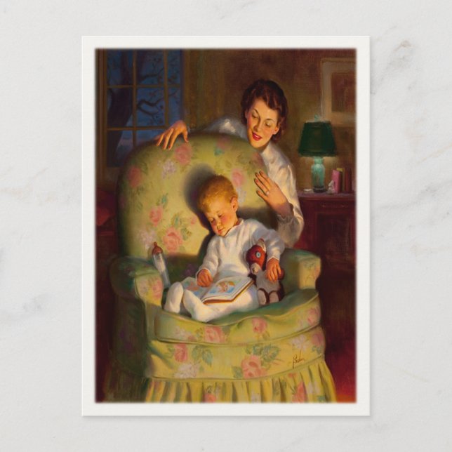 Vintage Postcard with Sweet Sleeping Baby (Front)