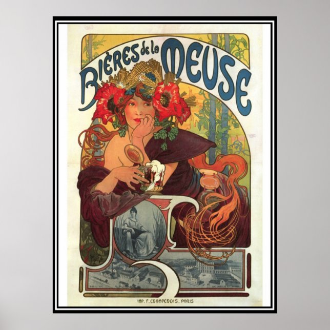 Vintage Poster Alphonse Mucha Beer Ad (Front)