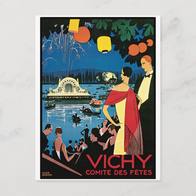 Vintage Poster Art Vichy France Postcard (Front)