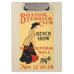 Vintage Poster - Boston Terrier Club - Bench Show Clipboard