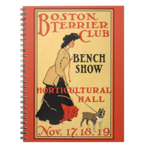 Vintage Poster Boston Terrier Club Bench Show Red Notebook