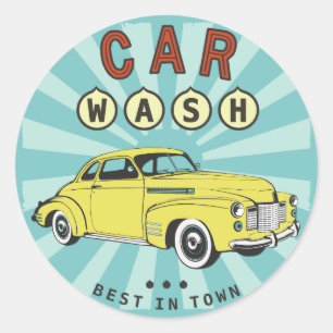 Vintage poster Car wash Classic Round Sticker