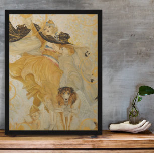 Vintage Poster Collie Dog and Fashion Diva