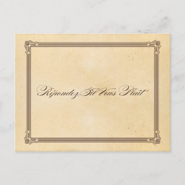 Vintage Poster Cream & Brown Wedding RSVP Postcard (Front)