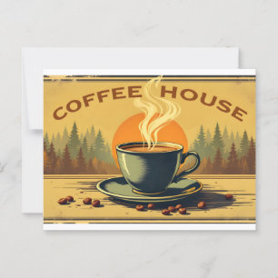 Vintage poster for coffee house postcard