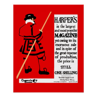 Vintage Poster Harper's Magazine Beefeater