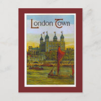 Vintage poster, London Town, Thames barge