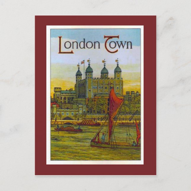 Vintage poster, London Town, Thames barge Postcard (Front)