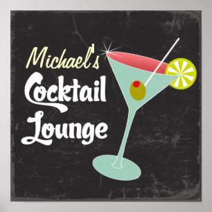 Vintage Poster, Martini Glass Cocktails Poster