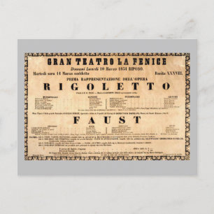 Vintage Poster of Rigoletto opera premiere (1851) Postcard