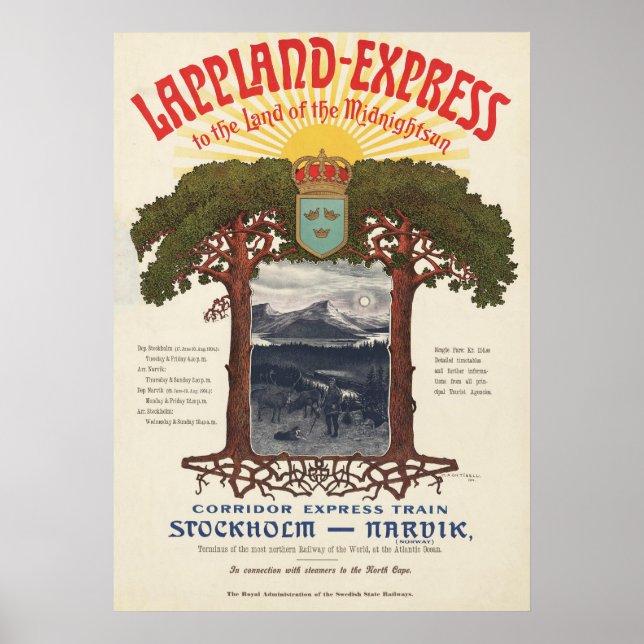 Vintage Poster Of The Lappland-Express Train (Front)