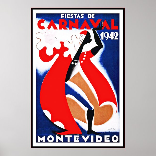 Vintage Poster Print Montevideo Uruguay Fiestas (Front)
