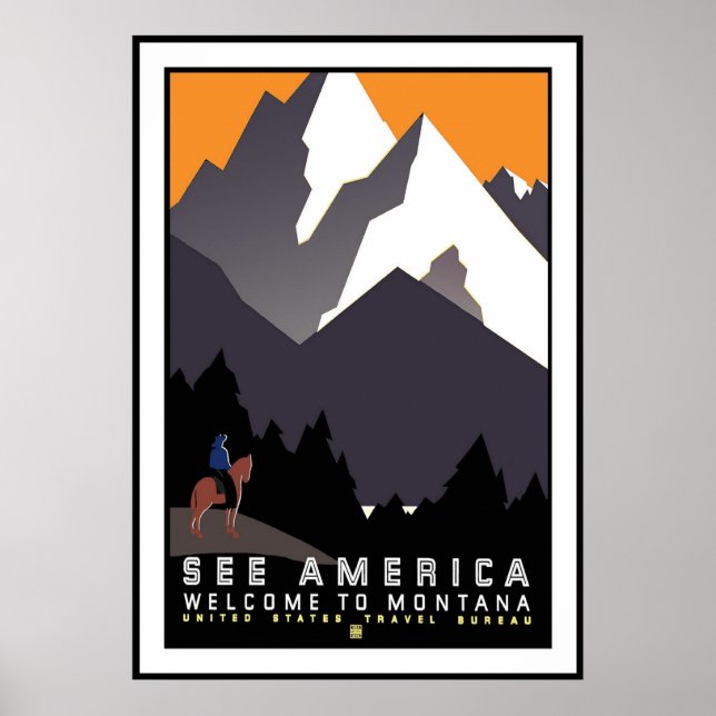 Vintage Poster Print See America Montana (Front)