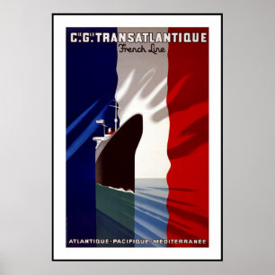 Vintage Poster Print Transatlantique French France