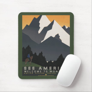 Vintage Poster Promoting Travel To Montana. Mouse Pad