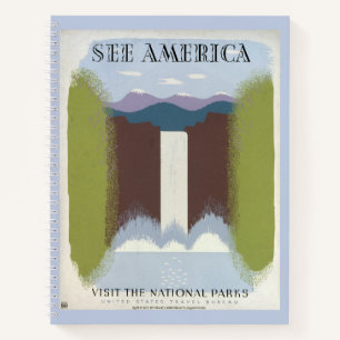 Vintage Poster Promoting Travel To National Parks. Notebook