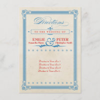 Vintage Poster Red, White & Blue Directions Card