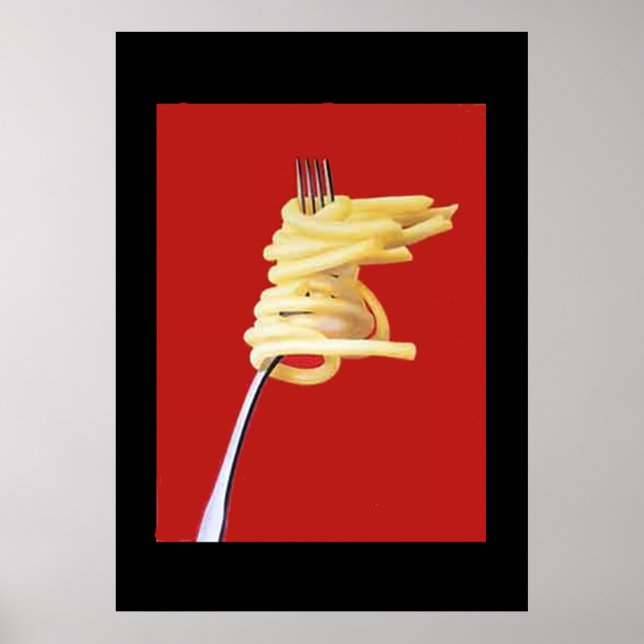 Vintage Poster Spaguetti and Fork Red (Front)