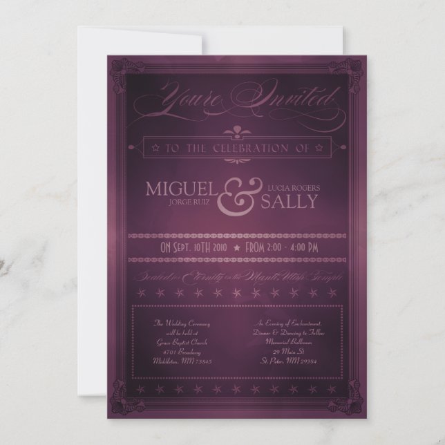 Vintage Poster Style Purple Custom Invitation (Front)