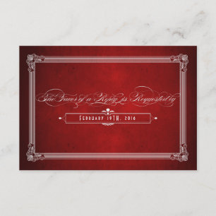 Vintage Poster Style Red & Silver Meal Choice RSVP Card