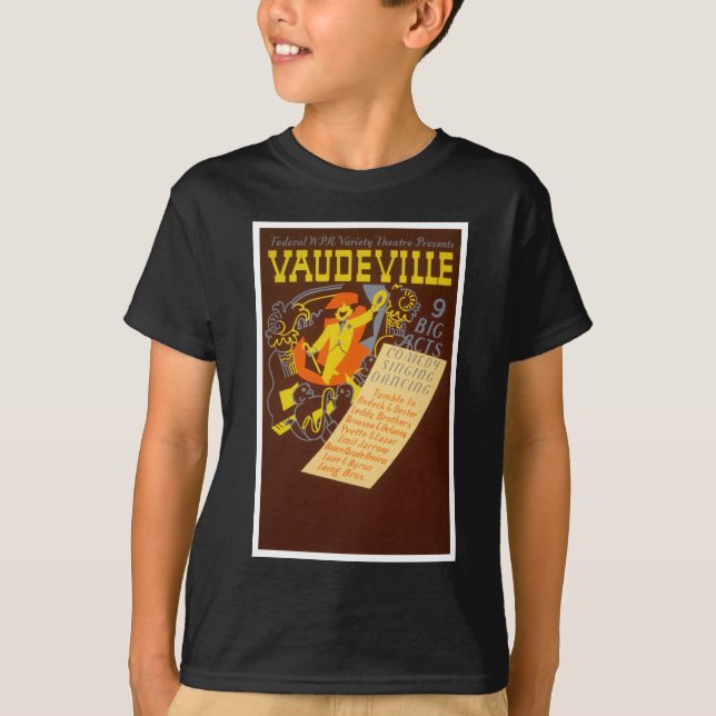 Vintage Poster Vaudeville Illustration T-Shirt (Front)