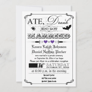 Vintage Poster Wedding Invite - Halloween, Purple