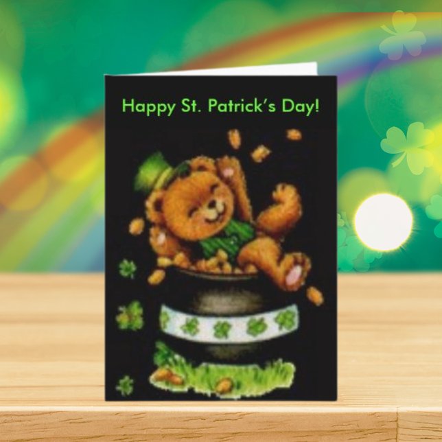Vintage Pot of Bear St Patrick's Day Card (Vintage Pot of Bear St Patrick's Day Card)