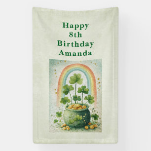 Vintage Pot of Gold and Rainbow Birthday Banner