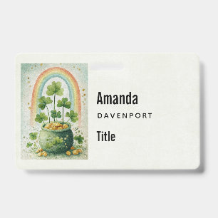 Vintage Pot of Gold and Rainbow Business ID Badge