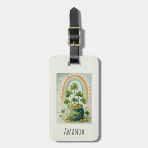 Vintage Pot of Gold and Rainbow Luggage Tag