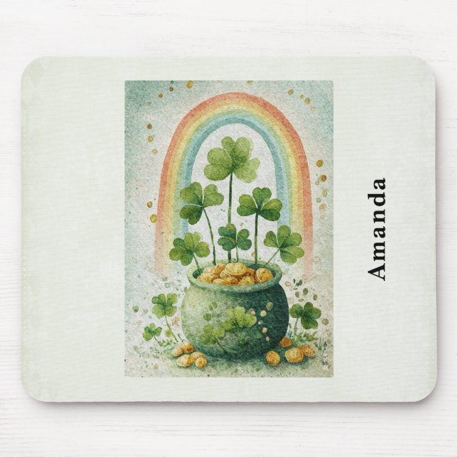 Vintage Pot of Gold and Rainbow Mouse Pad (Front)