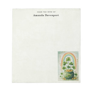 Vintage Pot of Gold and Rainbow Notepad