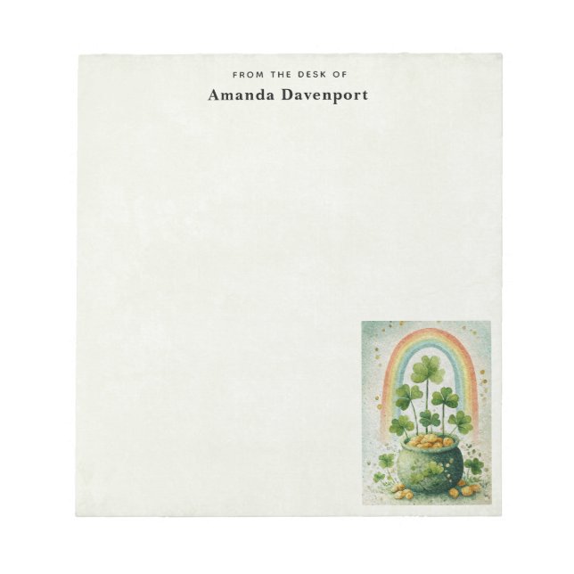 Vintage Pot of Gold and Rainbow Notepad (Front)