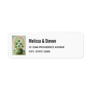 Vintage Pot of Gold and Rainbow Return Address Label